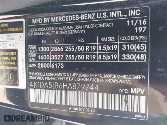 2017 Mercedes-Benz GLE 350 с VIN 4JGDA5JB6HA879744, выставлен на аукционе IAAI как лот 43197813 с пробегом 118 268 миль миль и . История ставок и продаж доступна на DreamBid. Изображение 9.