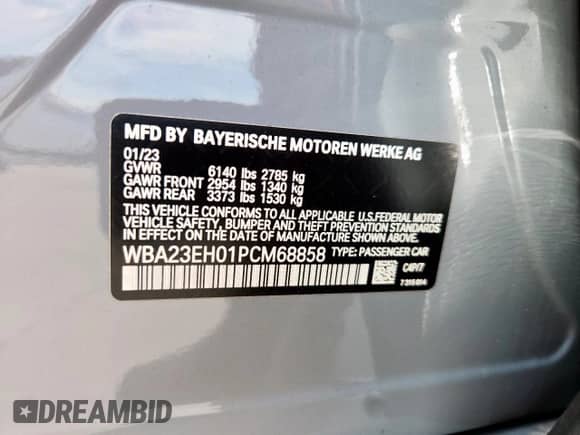 2023 BMW 7 Series 740i z VIN WBA23EH01PCM68858, wystawiony jako Copart lot #82044815 z przebiegiem 29 117 mil mil oraz Szkoda całkowita • Salvage title. Historia ofert i sprzedaży dostępna na DreamBid. Obrazek 12.