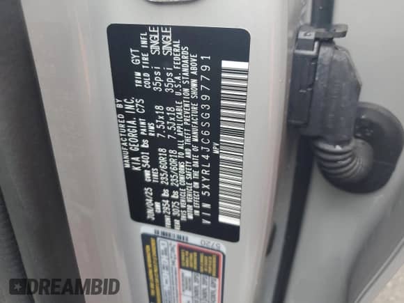 2025 Kia Sorento S с VIN 5XYRL4JC6SG397791, выставлен на аукционе Copart как лот 81211235 с пробегом 2 417 миль миль и Списание • Salvage title. История ставок и продаж доступна на DreamBid. Изображение 13.