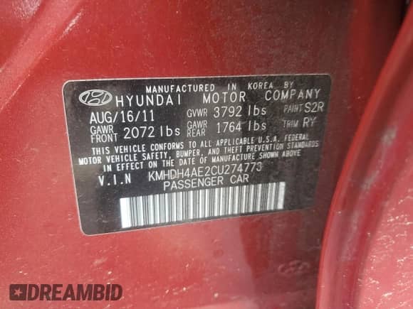 2012 Hyundai Elantra GLS с VIN KMHDH4AE2CU274773, выставлен на аукционе Copart как лот 86615715 с пробегом 121 267 миль миль и Чистый • Clean title. История ставок и продаж доступна на DreamBid. Изображение 12.