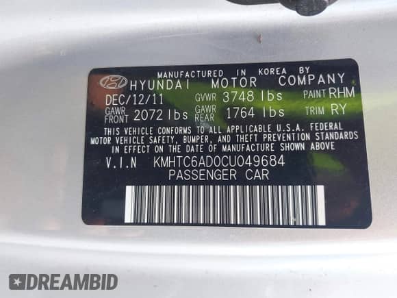 2012 Hyundai Veloster w/Gray Int z VIN KMHTC6AD0CU049684, wystawiony jako IAAI lot #43132772 z przebiegiem 114 146 mil mil oraz . Historia ofert i sprzedaży dostępna na DreamBid. Obrazek 9.