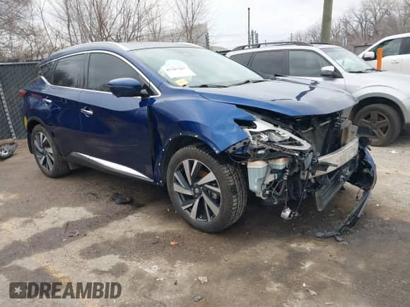 2022 Nissan Murano SL with VIN 5N1AZ2CJ5NC106889, listed as a IAAI auction lot 41207467 with 74,980 mi miles and . Bid and sale history available at DreamBid. Image 1.