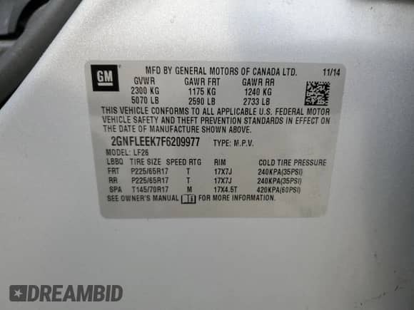 2015 Chevrolet Equinox LS с VIN 2GNFLEEK7F6209977, выставлен на аукционе Copart как лот 59655145 с пробегом 142 571 миль миль и На запчасти • Non repairable. История ставок и продаж доступна на DreamBid. Изображение 13.