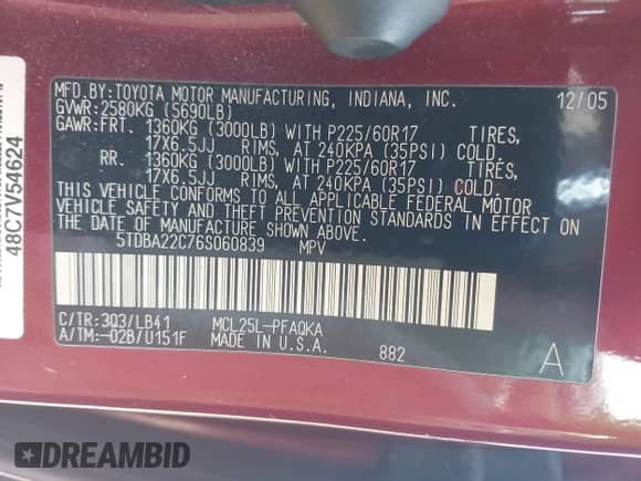 2006 Toyota Sienna XLE z VIN 5TDBA22C76S060839, wystawiony jako IAAI lot #42863062 z przebiegiem 144 647 mil mil oraz . Historia ofert i sprzedaży dostępna na DreamBid. Obrazek 9.