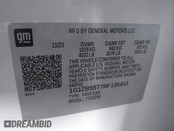 2024 Chevrolet Malibu LS с VIN 1G1ZB5ST7RF135453, выставлен на аукционе IAAI как лот 42393317 с пробегом 27 481 миль миль и . История ставок и продаж доступна на DreamBid. Изображение 9.