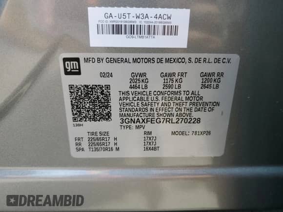 2024 Chevrolet Equinox LS с VIN 3GNAXFEG7RL270228, выставлен на аукционе Copart как лот 71890515 с пробегом 25 911 миль миль и Чистый • Clean title. История ставок и продаж доступна на DreamBid. Изображение 13.