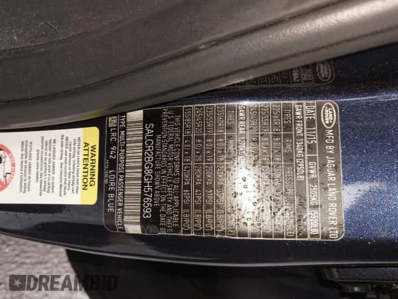 2016 Land Rover Discovery Sport HSE z VIN SALCR2BG8GH576593, wystawiony jako IAAI lot #43449551 z przebiegiem 72 081 mil mil oraz . Historia ofert i sprzedaży dostępna na DreamBid. Obrazek 9.