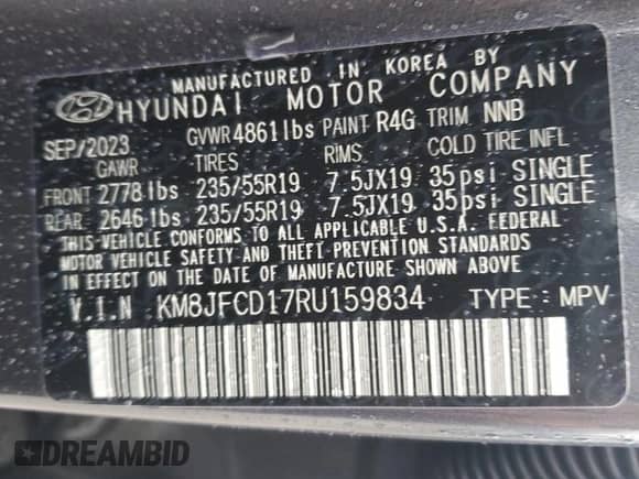 2024 Hyundai Tucson N Line with VIN KM8JFCD17RU159834, listed as a Copart auction lot 41980685 with 6,224 mi miles and Salvage title. Bid and sale history available at DreamBid. Image 13.