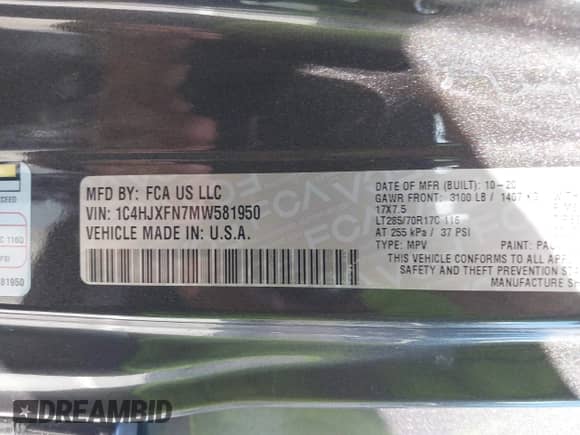2021 Jeep Wrangler Unlimited Rubicon with VIN 1C4HJXFN7MW581950, listed as a IAAI auction lot 42740845 with 56,965 mi miles and . Bid and sale history available at DreamBid. Image 9.