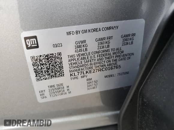 2024 Chevrolet Trax ACTIV с VIN KL77LKE27RC016765, выставлен на аукционе Copart как лот 81750015 с пробегом 15 711 миль миль и Списание • Salvage title. История ставок и продаж доступна на DreamBid. Изображение 13.