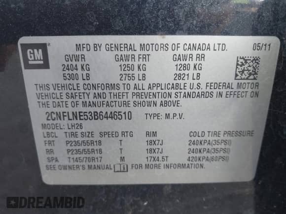 2011 Chevrolet Equinox 2LT with VIN 2CNFLNE53B6446510, listed as a IAAI auction lot 42113715 with 208,474 mi miles and . Bid and sale history available at DreamBid. Image 9.