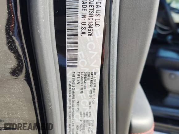 2024 Dodge Durango Citadel with VIN 1C4SDJET3RC184576, listed as a Copart auction lot 66475505 with Not provided miles and Salvage title. Bid and sale history available at DreamBid. Image 14.