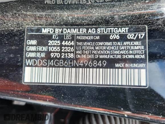 2017 Mercedes-Benz CLA 250 with VIN WDDSJ4GB6HN496849, listed as a Copart auction lot 67996575 with 140,357 mi miles and Salvage title. Bid and sale history available at DreamBid. Image 12.