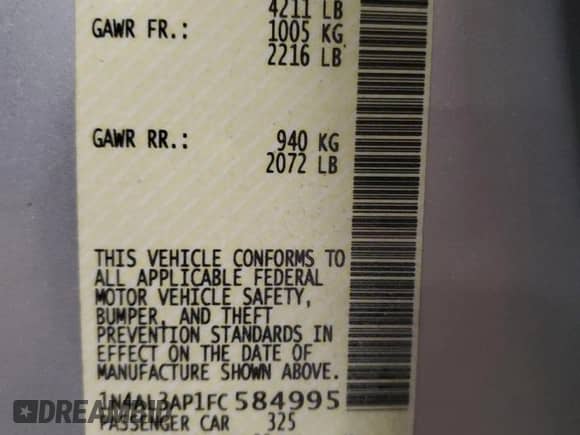 2015 Nissan Altima SV с VIN 1N4AL3AP1FC584995, выставлен на аукционе Copart как лот 81796005 с пробегом 136 012 миль миль и Списание • Salvage title. История ставок и продаж доступна на DreamBid. Изображение 12.