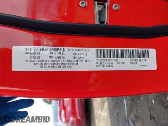 2013 Dodge Charger SRT-8 with VIN 2C3CDXEJ8DH717649, listed as a IAAI auction lot 42224291 with 160,064 mi miles and . Bid and sale history available at DreamBid. Image 9.