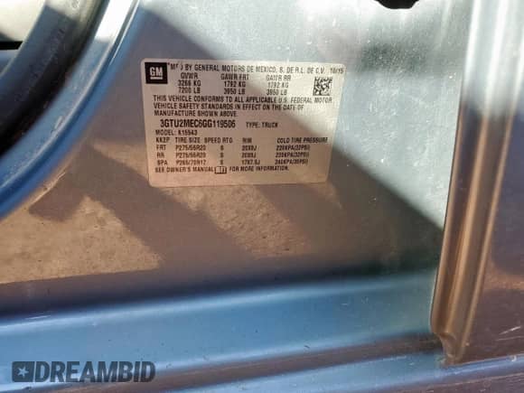 2016 GMC Sierra 1500 SLE с VIN 3GTU2MEC6GG119506, выставлен на аукционе Copart как лот 85874245 с пробегом 190 163 миль миль и Списание • Salvage title. История ставок и продаж доступна на DreamBid. Изображение 12.