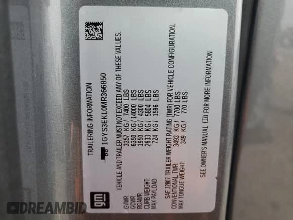 2021 Cadillac Escalade Sport with VIN 1GYS3EKL0MR366850, listed as a Copart auction lot 89320635 with 94,609 mi miles and Salvage title. Bid and sale history available at DreamBid. Image 14.