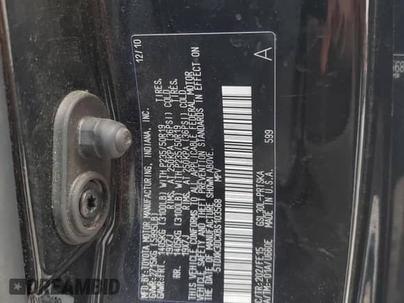 2011 Toyota Sienna SE с VIN 5TDXK3DCXBS103568, выставлен на аукционе Copart как лот 67611515 с пробегом 103 600 миль миль и Списание • Salvage title. История ставок и продаж доступна на DreamBid. Изображение 14.