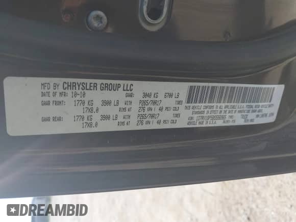 2011 Ram 1500 SLT with VIN 1D7RV1GP5BS556965, listed as a IAAI auction lot 42850701 with 94,469 mi miles and . Bid and sale history available at DreamBid. Image 9.