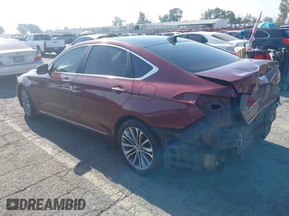 2015 Hyundai Genesis 3.8L z VIN KMHGN4JEXFU086089, wystawiony jako IAAI lot #43081972 z przebiegiem 169 551 mil mil oraz . Historia ofert i sprzedaży dostępna na DreamBid. Obrazek 3.