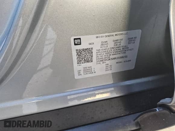 2024 Chevrolet Traverse FWD LT with VIN 1GNERGKS4RJ158231, listed as a Copart auction lot 82495374 with 8,437 mi miles and Clean title. Bid and sale history available at DreamBid. Image 13.