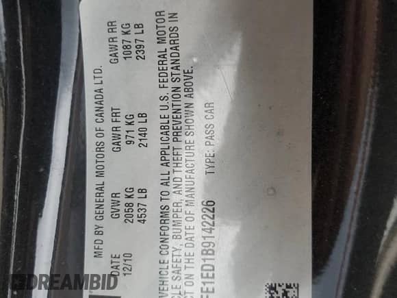 2011 Chevrolet Camaro 1LS с VIN 2G1FE1ED1B9142226, выставлен на аукционе Copart как лот 66315765 с пробегом Не указан миль и Списание • Salvage title. История ставок и продаж доступна на DreamBid. Изображение 12.