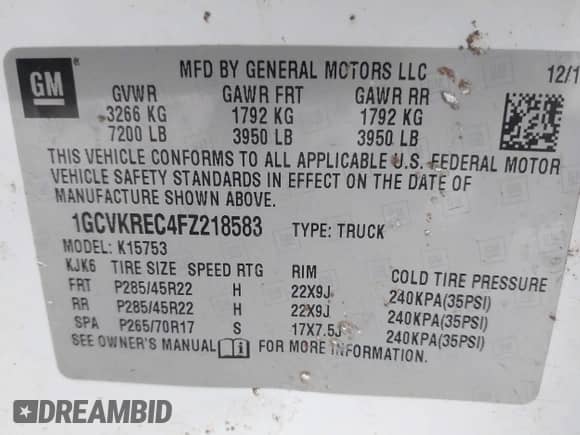 2015 Chevrolet Silverado 1500 LT z VIN 1GCVKREC4FZ218583, wystawiony jako IAAI lot #43431870 z przebiegiem 66 022 mil mil oraz . Historia ofert i sprzedaży dostępna na DreamBid. Obrazek 9.