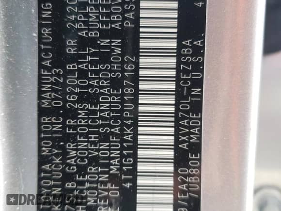 2023 Toyota Camry SE z VIN 4T1G11AK4PU187162, wystawiony jako Copart lot #70988945 z przebiegiem 41 129 mil mil oraz Szkoda całkowita • Salvage title. Historia ofert i sprzedaży dostępna na DreamBid. Obrazek 12.