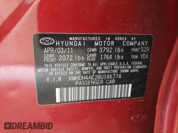 2011 Hyundai Elantra GLS z VIN KMHDH4AE2BU146774, wystawiony jako Copart lot #69237755 z przebiegiem 125 327 mil mil oraz Czysty tytuł • Clean title. Historia ofert i sprzedaży dostępna na DreamBid. Obrazek 12.