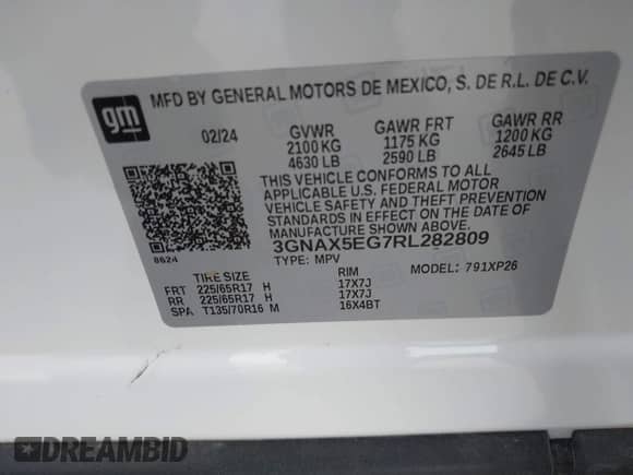 2024 Chevrolet Equinox LS z VIN 3GNAX5EG7RL282809, wystawiony jako IAAI lot #41303269 z przebiegiem 5 291 mil mil oraz . Historia ofert i sprzedaży dostępna na DreamBid. Obrazek 8.
