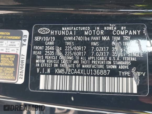 2020 Hyundai Tucson SE с VIN KM8J2CA4XLU136887, выставлен на аукционе IAAI как лот 43084509 с пробегом 82 156 миль миль и . История ставок и продаж доступна на DreamBid. Изображение 9.