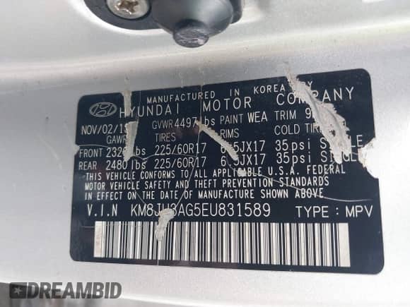 2014 Hyundai Tucson SE with VIN KM8JU3AG5EU831589, listed as a IAAI auction lot 42709097 with 147,199 mi miles and . Bid and sale history available at DreamBid. Image 9.