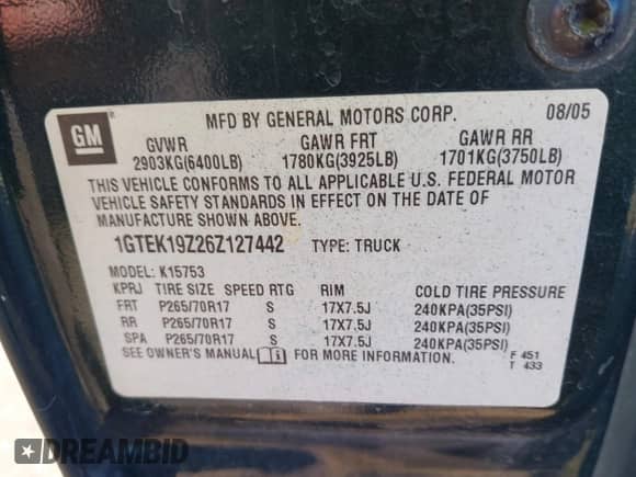 2006 GMC Sierra 1500 SLE1 z VIN 1GTEK19Z26Z127442, wystawiony jako IAAI lot #41117289 z przebiegiem 197 240 mil mil oraz . Historia ofert i sprzedaży dostępna na DreamBid. Obrazek 9.