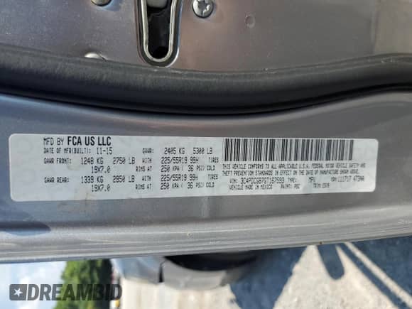 2016 Dodge Journey Crossroad z VIN 3C4PDCGB7GT167593, wystawiony jako Copart lot #67074395 z przebiegiem 112 627 mil mil oraz Szkoda całkowita • Salvage title. Historia ofert i sprzedaży dostępna na DreamBid. Obrazek 14.