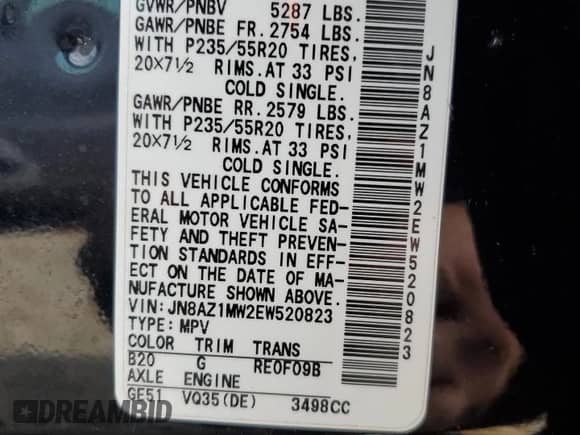 2014 Nissan Murano SL with VIN JN8AZ1MW2EW520823, listed as a Copart auction lot 84954245 with 60,795 mi miles and Salvage title. Bid and sale history available at DreamBid. Image 13.