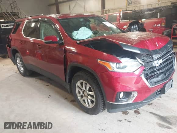 2019 Chevrolet Traverse LT Cloth z VIN 1GNERGKW8KJ307054, wystawiony jako IAAI lot #43052213 z przebiegiem 89 762 mil mil oraz . Historia ofert i sprzedaży dostępna na DreamBid. Obrazek 1.
