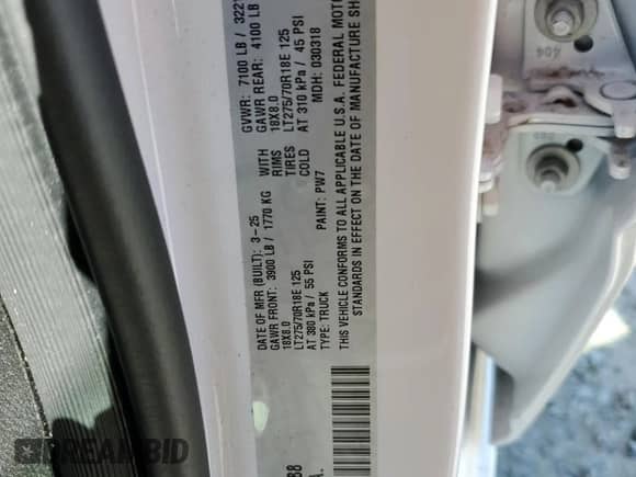 2025 Ram 1500 Warlock with VIN 1C6SRFGP1SN702488, listed as a Copart auction lot 57148285 with 1,183 mi miles and Salvage title. Bid and sale history available at DreamBid. Image 12.