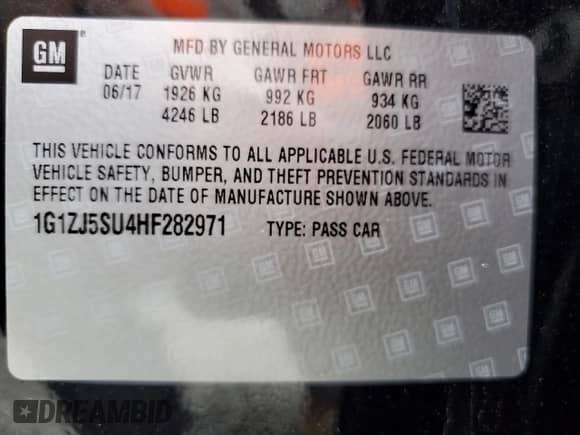 2017 Chevrolet Malibu Hybrid с VIN 1G1ZJ5SU4HF282971, выставлен на аукционе Copart как лот 86242125 с пробегом 83 464 миль миль и Списание • Salvage title. История ставок и продаж доступна на DreamBid. Изображение 13.