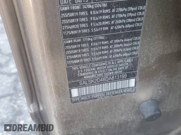 2013 Land Rover Range Rover Sport HSE Lux с VIN SALSK2D48DA813199, выставлен на аукционе Copart как лот 89526015 с пробегом 171 267 миль миль и Чистый • Clean title. История ставок и продаж доступна на DreamBid. Изображение 13.