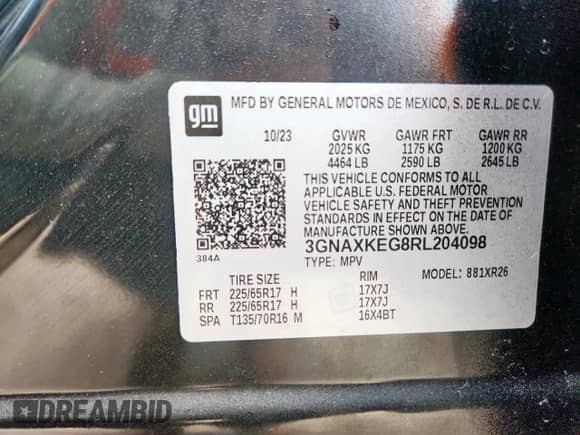 2024 Chevrolet Equinox LT с VIN 3GNAXKEG8RL204098, выставлен на аукционе Copart как лот 84023715 с пробегом 5 385 миль миль и Чистый • Clean title. История ставок и продаж доступна на DreamBid. Изображение 13.
