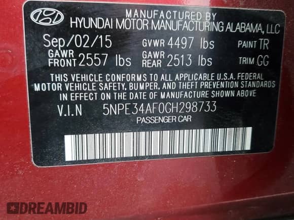 2016 Hyundai Sonata Sport с VIN 5NPE34AF0GH298733, выставлен на аукционе Copart как лот 89713775 с пробегом 100 291 миль миль и Списание • Salvage title. История ставок и продаж доступна на DreamBid. Изображение 12.