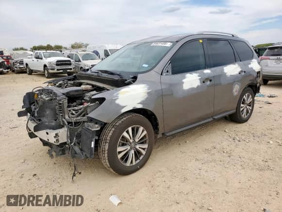 2019 Nissan Pathfinder Platinum with VIN 5N1DR2MMXKC644943, listed as a Copart auction lot 84631495 with 93,006 mi miles and Salvage title. Bid and sale history available at DreamBid. Image 1.
