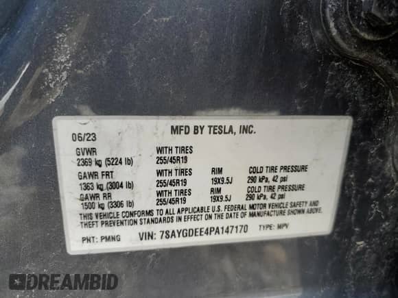 2023 Tesla Model Y Long Range z VIN 7SAYGDEE4PA147170, wystawiony jako Copart lot #48218945 z przebiegiem Nie podano mil oraz Szkoda całkowita • Salvage title. Historia ofert i sprzedaży dostępna na DreamBid. Obrazek 15.