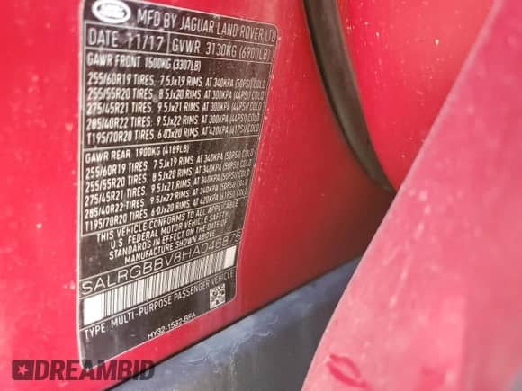 2017 Land Rover Discovery SE z VIN SALRGBBV8HA046875, wystawiony jako Copart lot #87303125 z przebiegiem 111 874 mil mil oraz Czysty tytuł • Clean title. Historia ofert i sprzedaży dostępna na DreamBid. Obrazek 13.