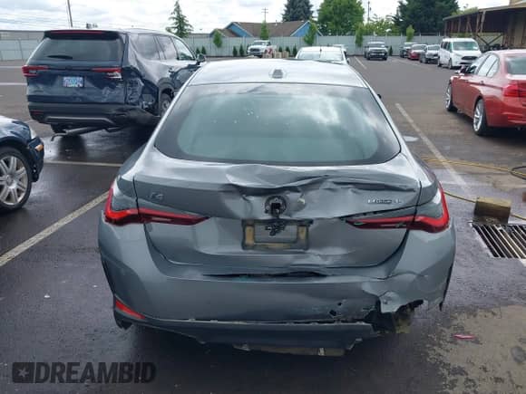 2023 BMW i4 eDrive35 with VIN WBY43AW04PFP57379, listed as a IAAI auction lot 42235595 with 12,934 mi miles and . Bid and sale history available at DreamBid. Image 16.