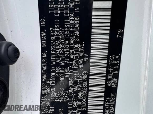 2011 Toyota Sienna с VIN 5TDKA3DC0BS002889, выставлен на аукционе Copart как лот 80160305 с пробегом 192 880 миль миль и Чистый • Clean title. История ставок и продаж доступна на DreamBid. Изображение 10.