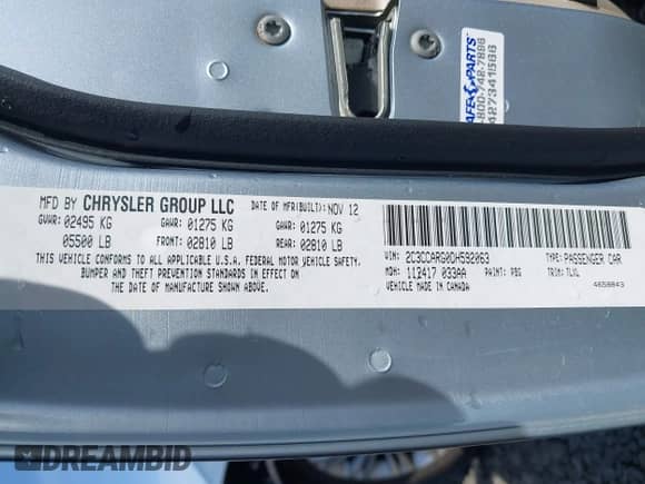 2013 Chrysler 300 with VIN 2C3CCARG0DH592063, listed as a IAAI auction lot 41931461 with 74,965 mi miles and . Bid and sale history available at DreamBid. Image 9.