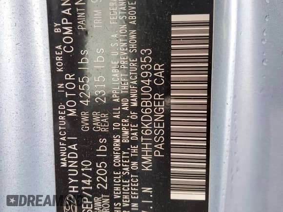 2011 Hyundai Genesis Coupe с VIN KMHHT6KD6BU049353, выставлен на аукционе Copart как лот 82494904 с пробегом 162 839 миль миль и Списание • Salvage title. История ставок и продаж доступна на DreamBid. Изображение 14.