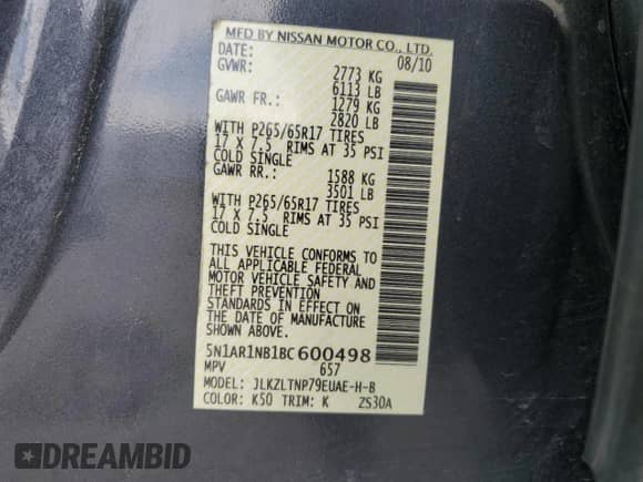 2011 Nissan Pathfinder Silver z VIN 5N1AR1NB1BC600498, wystawiony jako Copart lot #64841895 z przebiegiem 171 496 mil mil oraz Szkoda całkowita • Salvage title. Historia ofert i sprzedaży dostępna na DreamBid. Obrazek 13.