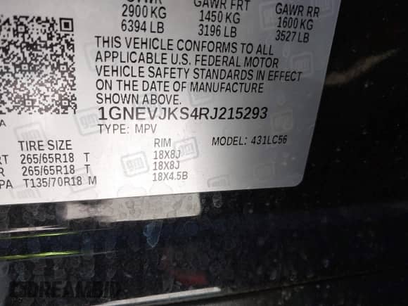 2024 Chevrolet Traverse AWD Z71 z VIN 1GNEVJKS4RJ215293, wystawiony jako IAAI lot #41683214 z przebiegiem 12 404 mil mil oraz . Historia ofert i sprzedaży dostępna na DreamBid. Obrazek 9.